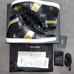 YSL - Black & Gold Court Classic SL/10H High-Tops